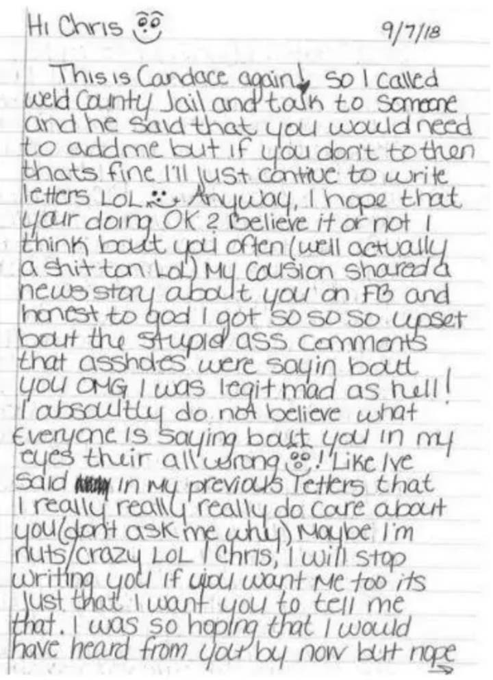 Prison Love Letters Sexy Photos Sent To Chris Watts In Jail 